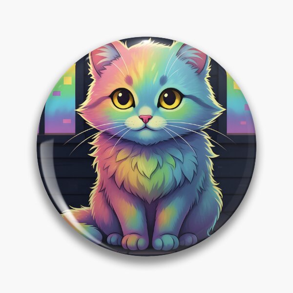 Item preview, Rainbow-striped cat with bright, playful colors designed and sold by Elando1212.