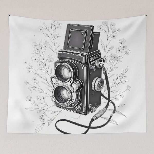Item preview, Vintage Camera Line Art with Botanical Elements - Photographer Gift designed and sold by thenextstepua.