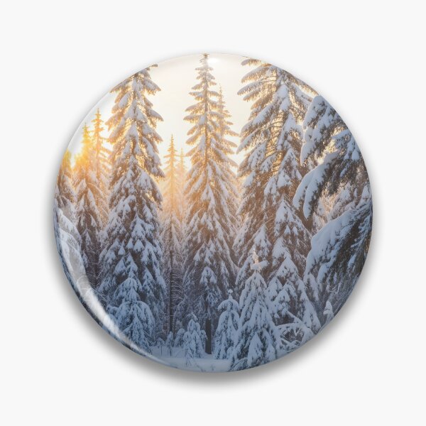 Item preview, Snowy coniferous forest landscape at sunrise designed and sold by homydesign.