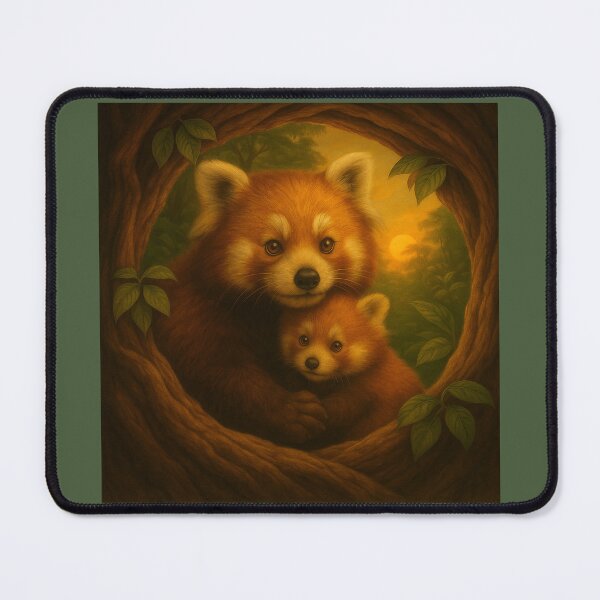 Item preview, Red Panda Mother and Cub Wall Art – Golden Hollow Sunset Wildlife Print designed and sold by GeoWild Designs.