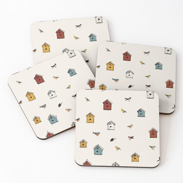 Item preview, Rustic Hand-Drawn Birdhouse and Bird Seamless Pattern designed and sold by casualnature.
