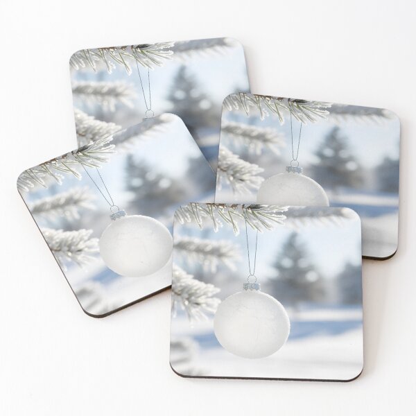 Item preview, Frosted White Christmas Ornament Hanging from Snowy Pine designed and sold by homydesign.