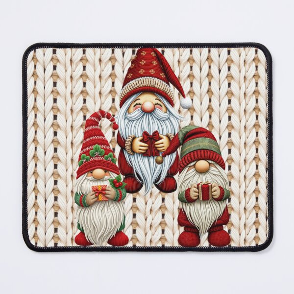 Item preview, Christmas Knitted Gnomes – Cozy Scandinavian Embroidery Holiday Art designed and sold by MiraLumeStudio.