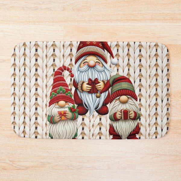 Item preview, Christmas Knitted Gnomes – Cozy Scandinavian Embroidery Holiday Art designed and sold by MiraLumeStudio.