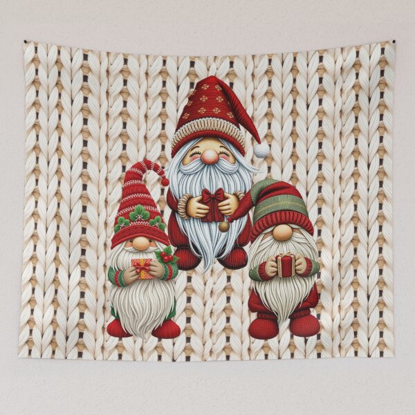 Item preview, Christmas Knitted Gnomes – Cozy Scandinavian Embroidery Holiday Art designed and sold by MiraLumeStudio.