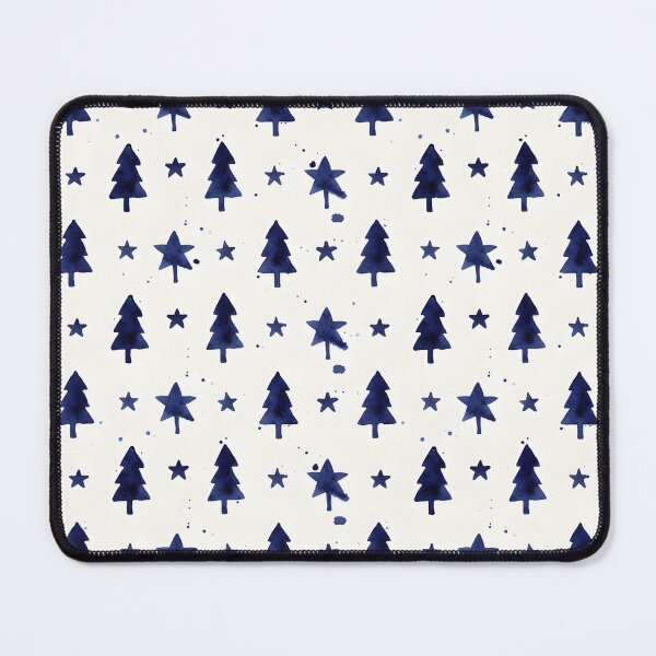 Item preview, Seamless Navy Blue Watercolor Christmas Tree and Star Pattern designed and sold by homydesign.