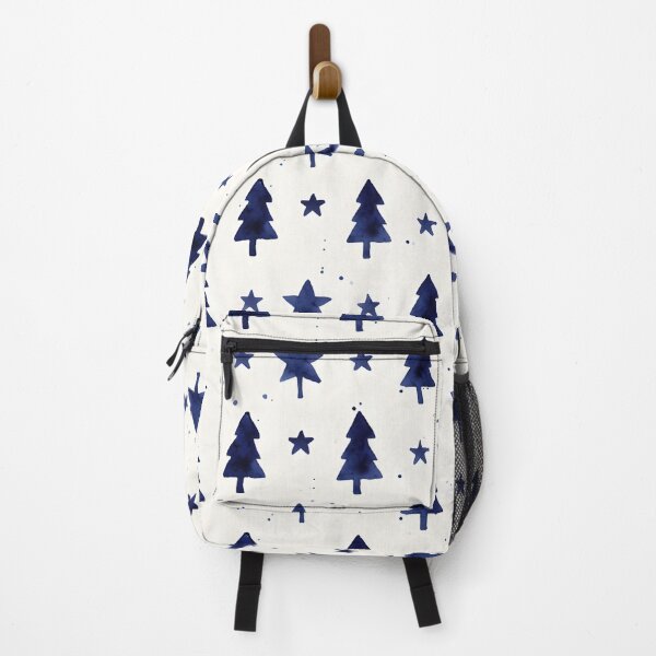 Item preview, Seamless Navy Blue Watercolor Christmas Tree and Star Pattern designed and sold by homydesign.