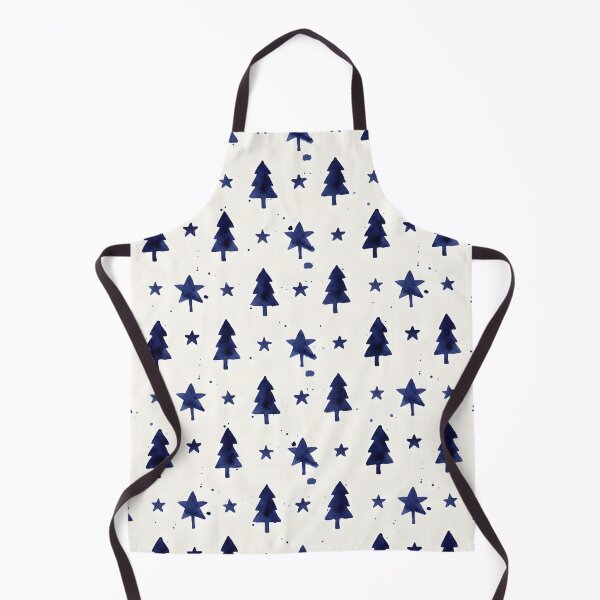 Item preview, Seamless Navy Blue Watercolor Christmas Tree and Star Pattern designed and sold by homydesign.