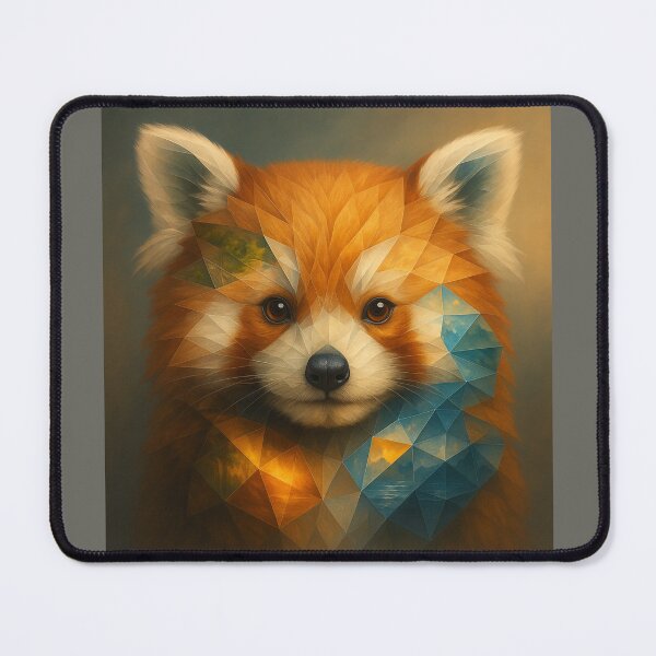 Item preview, Red Panda Wall Art – Mirror Wild Fire and Water Geometric Spirit Guardian Print designed and sold by GeoWild Designs.