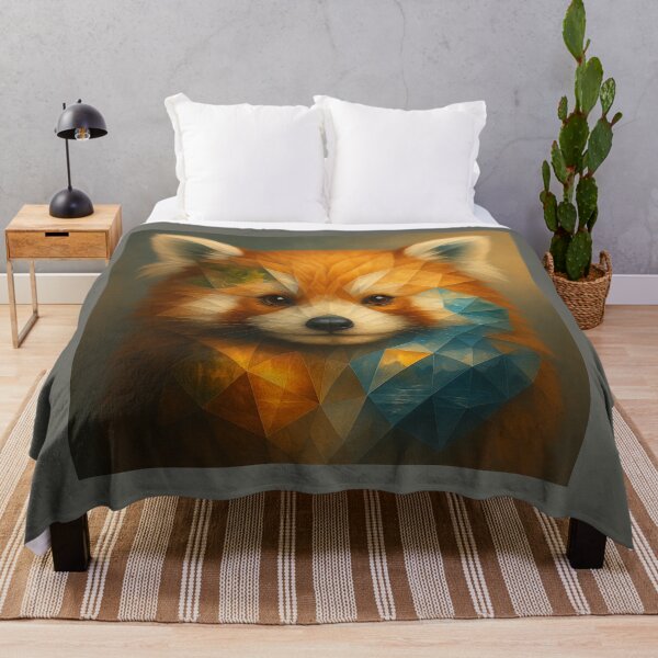 Item preview, Red Panda Wall Art – Mirror Wild Fire and Water Geometric Spirit Guardian Print designed and sold by GeoWild Designs.