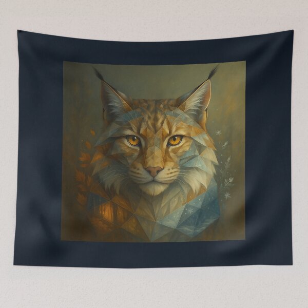 Item preview, Caracal Wall Art – Dual Ember Fire and Ice Geometric Guardian Wildlife Print designed and sold by GeoWild Designs.