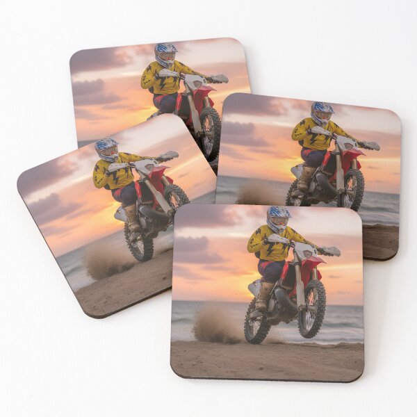 Item preview, A person on a dirt bike jumping over a sand dune at sunset designed and sold by homydesign.