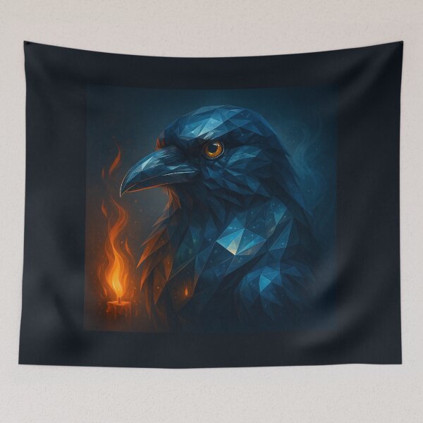 Item preview, Raven Wall Art – Ember Fire and Shadow Geometric Spirit Print designed and sold by GeoWild Designs.