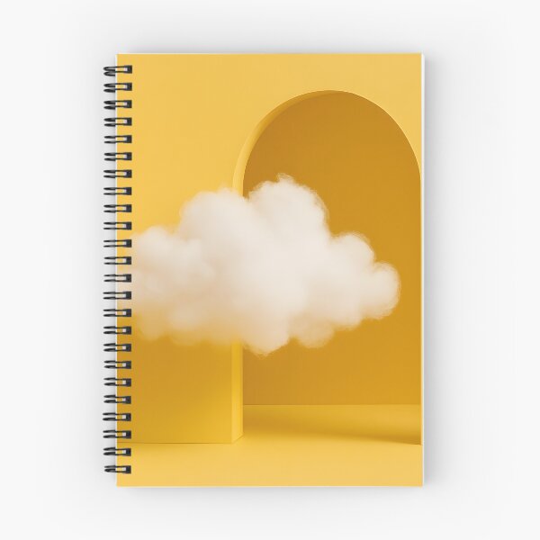 Item preview, A fluffy white cloud floats whimsically within a minimalist yellow archway, creating a dreamlike and surreal artistic composition designed and sold by homydesign.