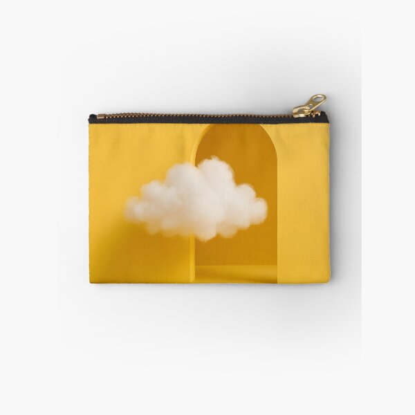 Item preview, A fluffy white cloud floats whimsically within a minimalist yellow archway, creating a dreamlike and surreal artistic composition designed and sold by homydesign.