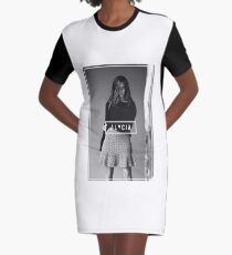 Alycia Debnam-Carey Black and White Name Graphic T-Shirt Dress
