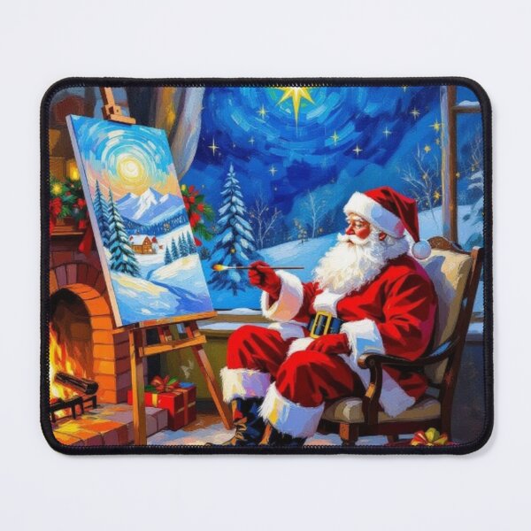 Item preview, Santa Claus Painting Winter Dreams - Cozy Christmas Room with Fireplace Glow & Creative Holiday Spirit designed and sold by FotoworldEdel.