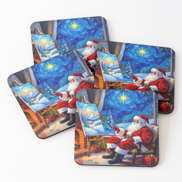 Item preview, Santa Claus Painting Winter Dreams - Cozy Christmas Room with Fireplace Glow & Creative Holiday Spirit designed and sold by FotoworldEdel.
