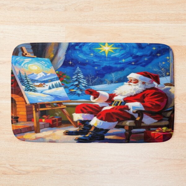 Item preview, Santa Claus Painting Winter Dreams - Cozy Christmas Room with Fireplace Glow & Creative Holiday Spirit designed and sold by FotoworldEdel.