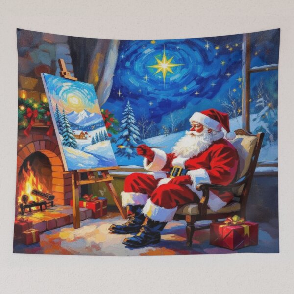 Item preview, Santa Claus Painting Winter Dreams - Cozy Christmas Room with Fireplace Glow & Creative Holiday Spirit designed and sold by FotoworldEdel.