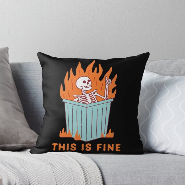 Item preview, Garbage Skeleton Thumbs Up On fire This Is Fine designed and sold by Gkinoki.