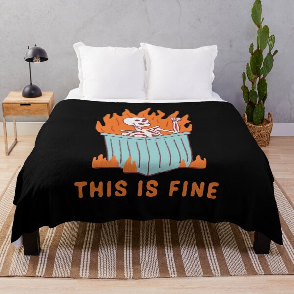 Item preview, Garbage Skeleton Thumbs Up On fire This Is Fine designed and sold by Gkinoki.
