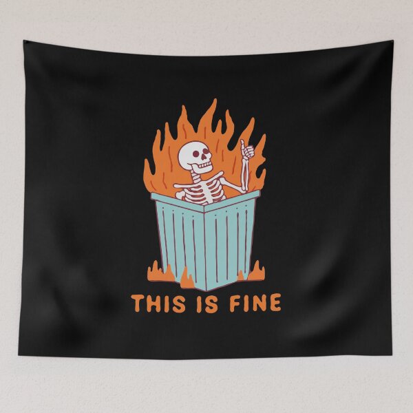 Item preview, Garbage Skeleton Thumbs Up On fire This Is Fine designed and sold by Gkinoki.