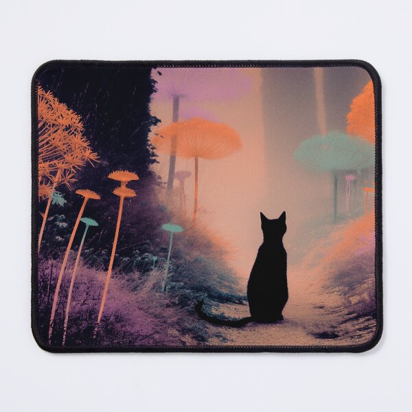 Item preview, Black cat in the enchanted forest designed and sold by MossyMeows.