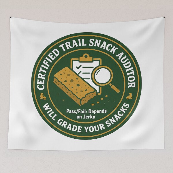 Item preview, Hiking Trail Snack Auditor — Funny Retro Granola Badge Sticker & Tee designed and sold by Envision Designs.