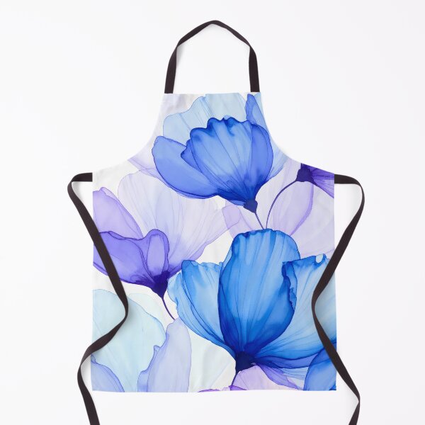 Item preview, A collection of delicate, translucent blue and purple flowers bloom softly, creating an ethereal and elegant floral watercolor pattern designed and sold by homydesign.