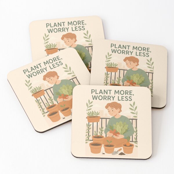 Item preview, Plant More Worry Less Gardening Hobby Creative Craft Watercolor Illustration designed and sold by Annika Shurafa.