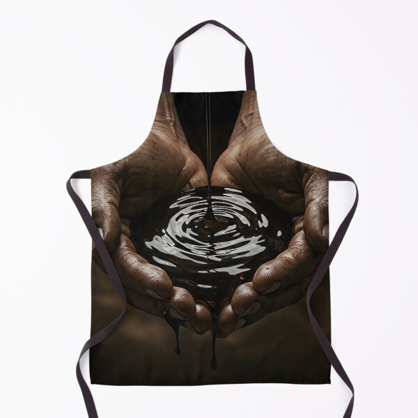 Item preview, Two hands hold a pool of dark liquid, with ripples and drips, against a dark background designed and sold by homydesign.