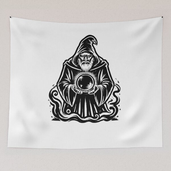 Item preview, ? The Seer: Wizard with Crystal Ball Illustration ✨ designed and sold by LegendsOfLife37.