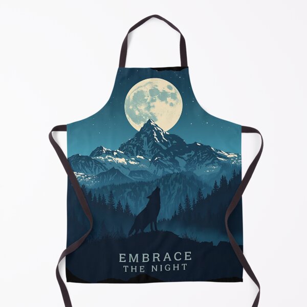 Item preview, Mountain landscape at night, full moon and a single wolf howling Embrace the Night 7 designed and sold by Neon G.