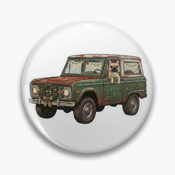 Item preview, Rustic Christmas French Bulldog in Vintage Ford Bronco Sticker designed and sold by XploreNA.