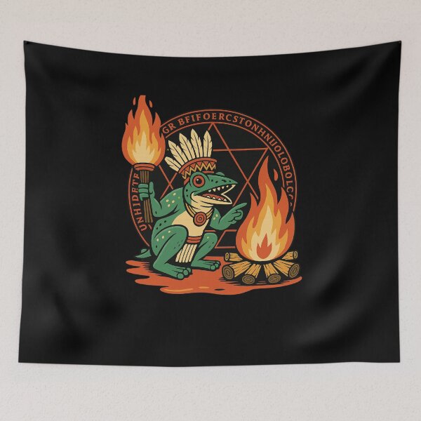 Item preview, ? Tribal Frog Shaman: Ceremony Bonfire Art ? designed and sold by LegendsOfLife37.