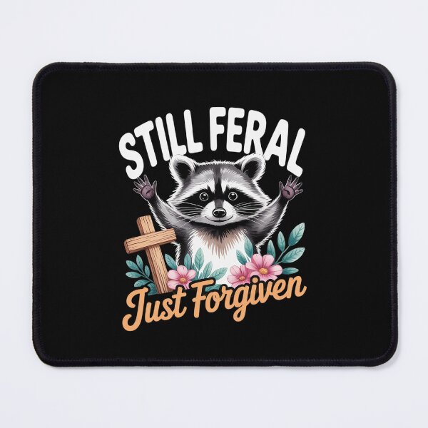 Item preview, Womens Still Feral Just Forgiven Christian Cross Raccoon designed and sold by CombatTask.
