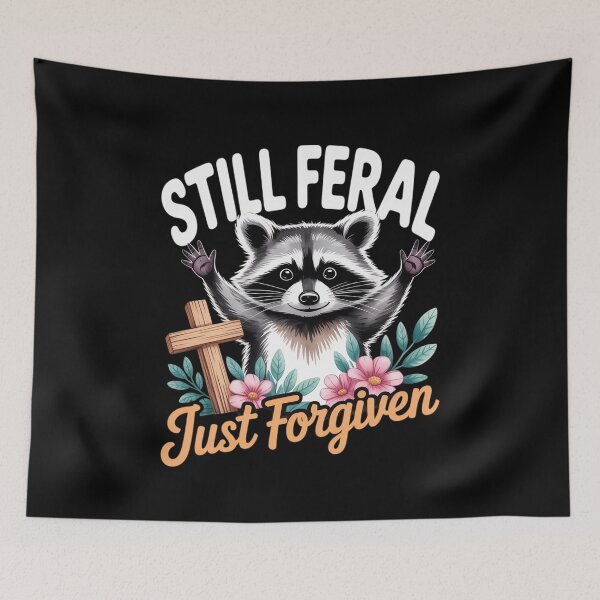 Item preview, Womens Still Feral Just Forgiven Christian Cross Raccoon  designed and sold by CombatTask.