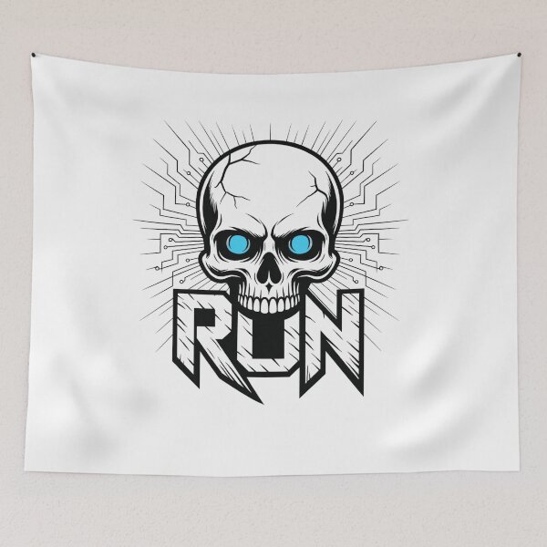 Item preview, ? RUN: Cyberpunk Skull with Blue Eyes Design ? designed and sold by LegendsOfLife37.