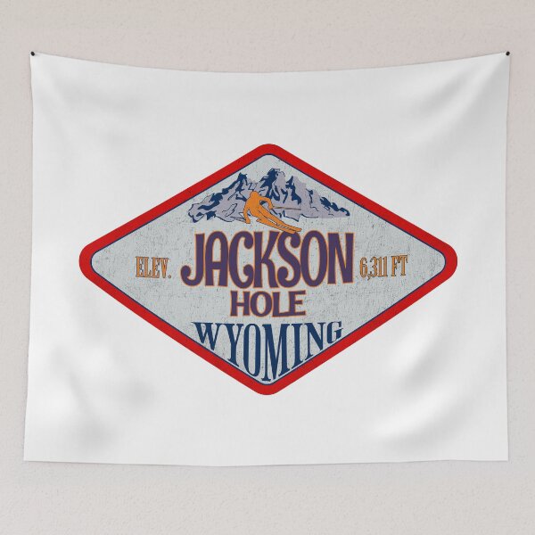 Item preview, Jackson Hole Ski Resort, Wyoming, Vintage skiing badge design designed and sold by Wanderful-roads.