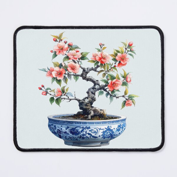 Item preview, Flowering staghorn bonsai in a blue ceramic pot designed and sold by LiskoDesign.