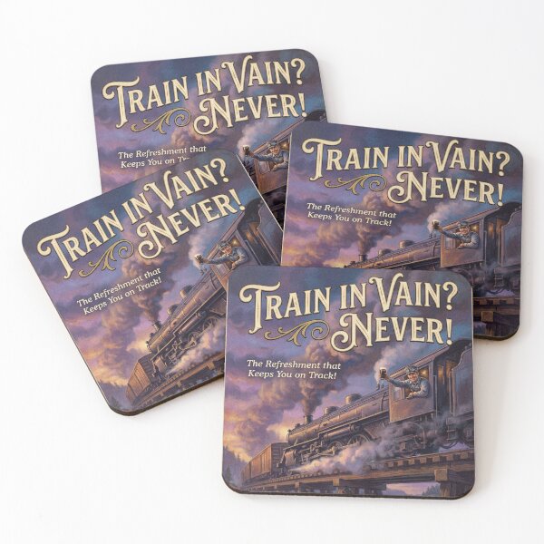 Item preview, Train in Vain? Never! Montana Stout Pub Vintage Retro Poster designed and sold by Cozy-Old-Pub.