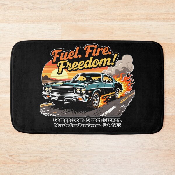 Item preview, Classic muscle car in a fiery burnout designed and sold by ArtCreator2023.