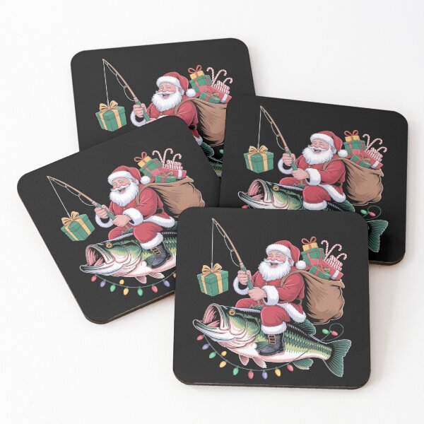 Item preview, Funny Santa Fishing Christmas Cartoon Bass Holiday Humor Illustration designed and sold by love3617.