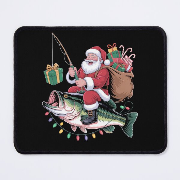 Item preview, Funny Santa Fishing Christmas Cartoon Bass Holiday Humor Illustration designed and sold by love3617.