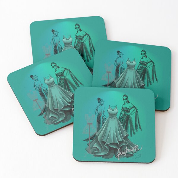 Item preview, Elegant Fashion Illustration Green Evenjng Gowm Luxury Women Style. designed and sold by LunaPrintCo.
