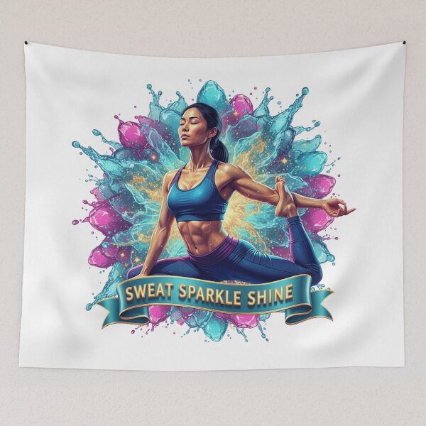 Item preview, "Sweat Sparkle Shine" Yoga Pose T-Shirt | Intense Fitness Motivation Pop Art designed and sold by BoldBloomArt.