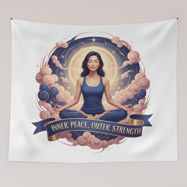Item preview, "Inner Peace, Outer Strength" Meditation T-Shirt | Zen Yoga Spiritual Art designed and sold by BoldBloomArt.