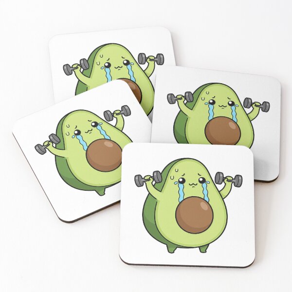 Item preview, Crying Avocado Lifting Weights Kawaii designed and sold by SolviaStudio.