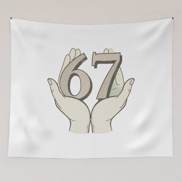 Item preview, Kids 67 Six Seven 6 7 Hands Retro Number Graphic Design designed and sold by funnyshop222.